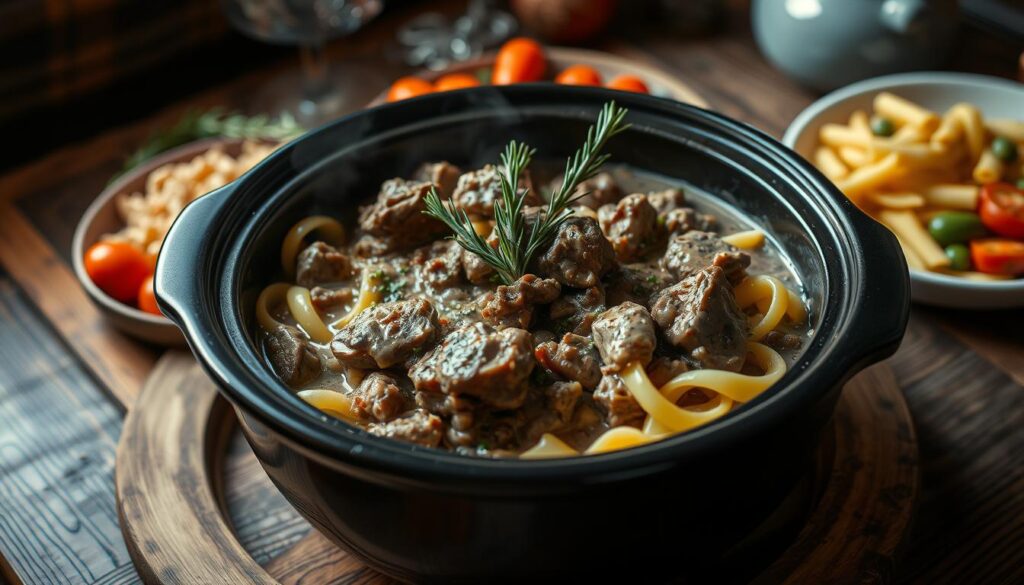 slow cooker beef stroganoff