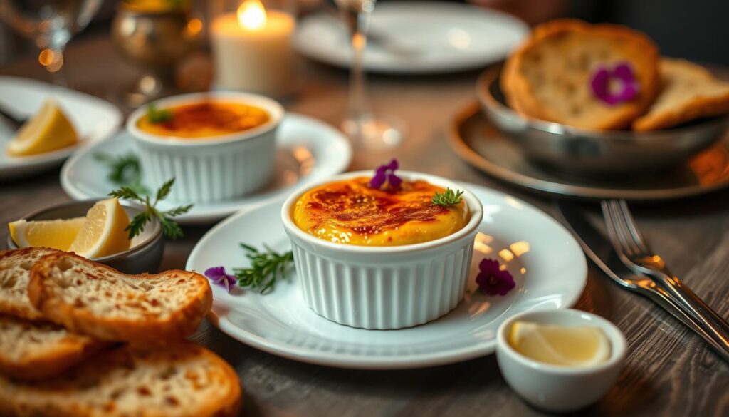 crab brulee serving